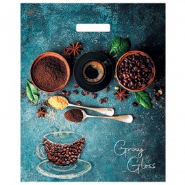 Пакет с вырубной ручкой ПВД, 48х39см, "Грэй Глосс Кофе", 50мкм, ШК5831, н00212035