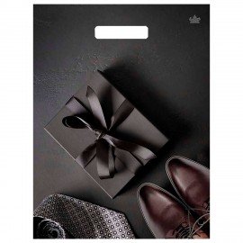 Пакет с вырубной ручкой ПВД ламинированный, 40х31см, "Мужской фасон", 60мкм, ШК0766, н00255470