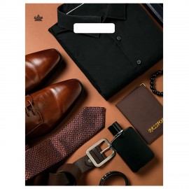 Пакет с вырубной ручкой ПВД ламинированный, 40х31см, "Мужской фасон", 60мкм, ШК0766, н00255470