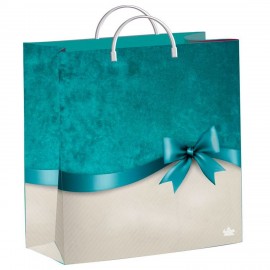 Пакет с пластиковой ручкой, мягкий пластик, 26х24см, "Бирюзовый бантик", 140мкм, ШК8, н00229831