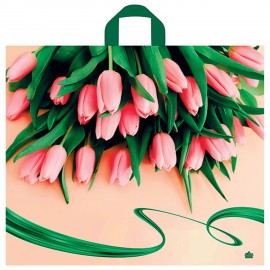 Пакет с петлевой ручкой ПВД, 50х60см, "Райские тюльпаны", 60мкм, ШК9334, н00242805