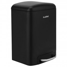 Ведро мусорное с педалью 6л, крышка с доводчиком, черное матовое, металл, LAIMA ULTRA, 701564