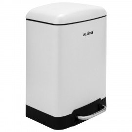Ведро мусорное с педалью 12л, крышка с доводчиком, белое матовое, металл, LAIMA ULTRA, 701566