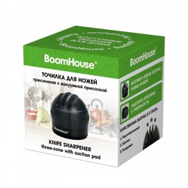 Точилка для ножей (ножеточка) ручная, трёхзонная (грубая, чистовая, шлифовка), на присоске, BOOMHOUSE, 701626