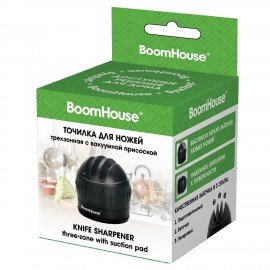 Точилка для ножей (ножеточка) ручная, трёхзонная (грубая, чистовая, шлифовка), на присоске, BOOMHOUSE, 701626