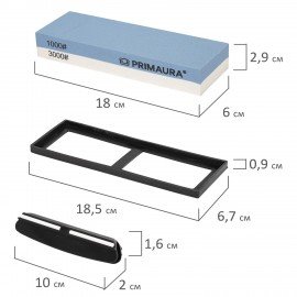 Точильный камень водный, 1000/3000 грит, с фиксатором угла заточки, PRIMAURA, 701627