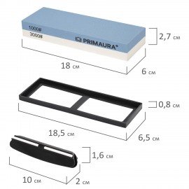 Точильный камень водный, 1000/3000 грит, с фиксатором угла заточки, PRIMAURA, 701627