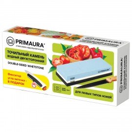 Точильный камень водный, 1000/3000 грит, с фиксатором угла заточки, PRIMAURA, 701627