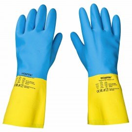 Перчатки латексно-неопреновые SCAFFA Спектр, КЩС, хлопчатобумажное напыление, р. 8, M, 00-01017726
