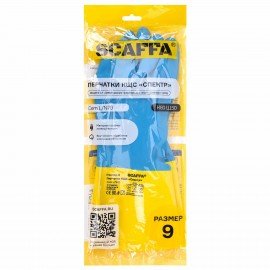 Перчатки латексно-неопреновые SCAFFA Спектр, КЩС, хлопчатобумажное напыление, р. 9, L, 00-01017727