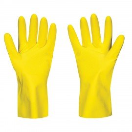 Перчатки латексные SCAFFA Луч, КЩС, хлопчатобумажное напыление, р. 10, XL, желтые, шк, 00-01017719