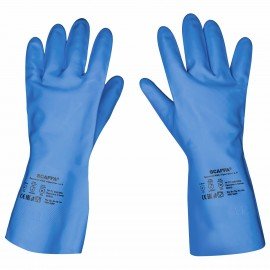 Перчатки нитриловые SCAFFA Практик, КЩС, хлопчатобумажное напыление, р. 11, XXL, сини, 00-01017724
