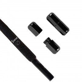 Шнурки круглые эластичные ЧЕРНЫЕ длина 100см, диаметр 6мм, 2 капсулы, цвет серебряный, SHEGRA,701715