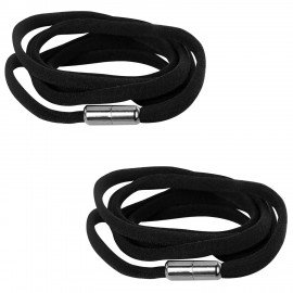 Шнурки круглые эластичные ЧЕРНЫЕ длина 100см, диаметр 6мм, 2 капсулы, цвет серебряный, SHEGRA,701715