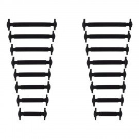 Шнурки силиконовые плоские ЧЕРНЫЕ 16 шт, ширина 7 мм, SHEGRA, 701717