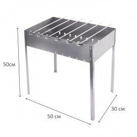 Мангал сборный размер 500х300х500 мм, + 6 шампуров, в коробке, хххххх, 701728