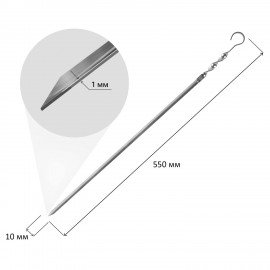Шампур угловой, размер 550х10х1 мм, нержавеющая сталь, хххххх, 701734