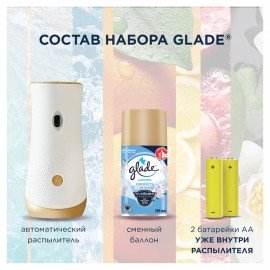 Освежитель воздуха диспенсер автоматический со сменным баллоном 269 мл GLADE "Свежесть белья", 864988