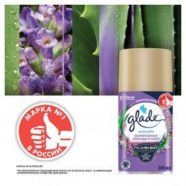 Сменный баллон 269 мл GLADE "Безмятежная лаванда и алоэ" для автоматических освежителей, 864986