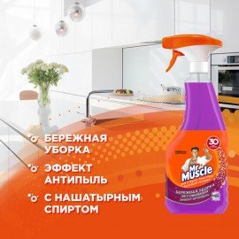 Средство для мытья стекол, пластика и бытовой техники 530 мл МИСТЕР МУСКУЛ "Лаванда", распылитель, 865034