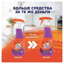Средство для мытья стекол, пластика и бытовой техники 530 мл МИСТЕР МУСКУЛ "Лаванда", распылитель, 865034