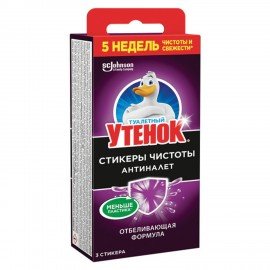 Освежитель/очиститель для унитаза/писсуара 3 шт. ТУАЛЕТНЫЙ УТЕНОК "Антиналет", стикер чистоты, 359000