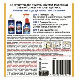 Освежитель/очиститель для унитаза/писсуара 6 шт. ТУАЛЕТНЫЙ УТЕНОК "Цитрус", стикер чистоты, 865029