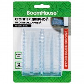Стоппер дверной противоударный прозрачный, КОМПЛЕКТ 2 шт., BoomHouse, 701840