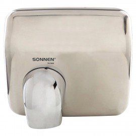 Сушилка для рук SONNEN HSD-A9019, 2300 Вт, антивандальная, 80 м/с, IPX4, нержавеющая сталь, серебристая, 701869
