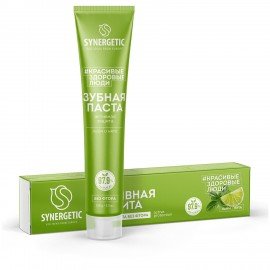 Зубная паста 100 г SYNERGETIC "Активная защита", лайм и мята, без фтора, 201002