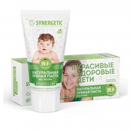 Зубная паста детская 50 г SYNERGETIC, липа и ромашка, от 0 до 3 лет, натуральная, 201008