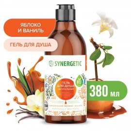 Гель для душа 380 мл SYNERGETIC "Карамельное яблоко и ваниль", натуральный, биоразлагаемый, 400005
