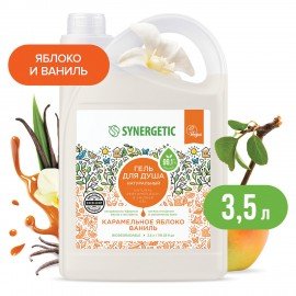 Гель для душа 3,5 л SYNERGETIC "Карамельное яблоко и ваниль", натуральный, биоразлагаемый, 400351