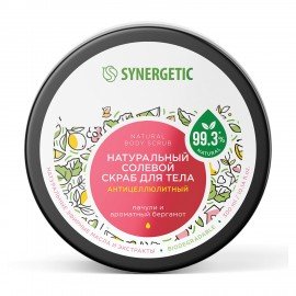 Скраб для тела 300 мл SYNERGETIC "Пачули и ароматный бергамот", антицеллюлитный, солевой, 800002