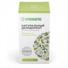 Дезодорант 50 мл SYNERGETIC "Бергамот - зеленый лайм", роликовый, натуральный, 300016