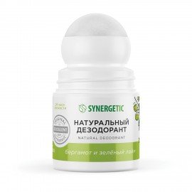 Дезодорант 50 мл SYNERGETIC "Бергамот - зеленый лайм", роликовый, натуральный, 300016
