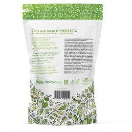 Соль для ванн 1 кг SYNERGETIC "Детокс и расслабление", магниево-сульфатная с эвкалиптом, 300013