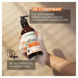 Мыло жидкое 380 мл SYNERGETIC "Карамельное яблоко и ваниль", биоразлагаемое, дозатор, 105004
