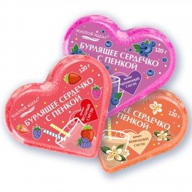 Сердечко бурлящее пенное 120гр с морской солью/гейзер/бомбочка д/ванны ЗОЛОТОЙ ИДЕАЛ, 701936