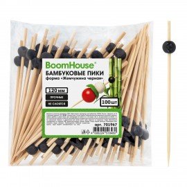 Шпажки-пики для канапе бамбуковые форма "Жемчужина чёрная" 12 см, 100 шт, BOOMHOUSE, 701967