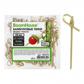 Шпажки-пики для канапе бамбуковые форма "Узелок" 6 см, 100 шт, BOOMHOUSE, 701973