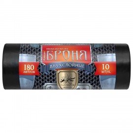 Мешки для мусора 180л ПРОЧНЫЕ черные в рулоне 10шт ПВД 60 мкм 2-х слойные 90x110 см Б, ВР-0011Н