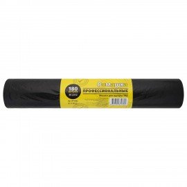 Мешки для мусора 180л черные, в рулоне 25 шт, ПВД 30 мкм, 90x110 см, РОМАШКА ПРОФИ, В, ВР-0082