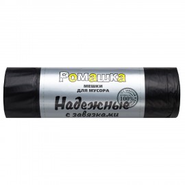 Мешки для мусора с завязками 35л, в рулоне 15шт, ПСД 18мкм, 50x53 см, РОМАШКА НАДЕЖНЫ, ВЗ0351511