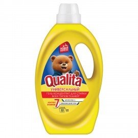 Гель для стирки универсальный 1л QUALITA для всех типов тканей, концентрат, 14139