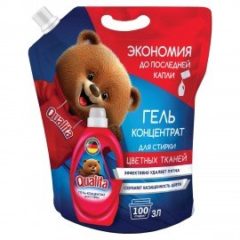 Гель для стирки цветного белья 3л QUALITA концентрат, дой-пак, 14478