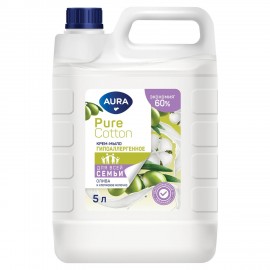 Мыло-крем гипоаллергенное 5л AURA Pure Cotton "Олива и хлопковое молочко", 14028
