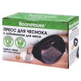Пресс для чеснока с отбойником для мяса, нержавеющая сталь + пластик, черный, BOOMHOUSE, 702094