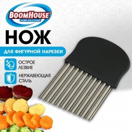 Нож для фигурной нарезки, 13,5 см, нержавеющая сталь, черный, BoomHouse, 702096