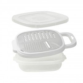 Набор терка горизонтальная + пластиковый контейнер, нержавеющая сталь, белый, BOOMHOUSE, 702099